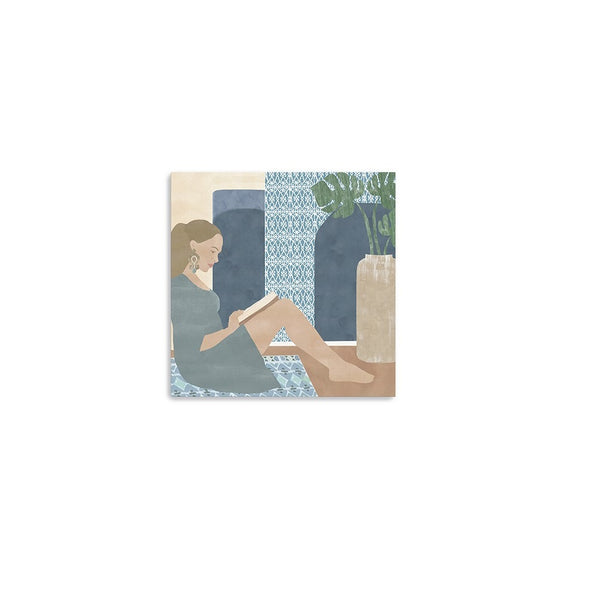 Homeroots Bohemian Book Lady Unframed Print Wall Art  Polyester 398998