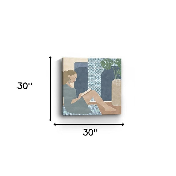 Homeroots Bohemian Book Lady Unframed Print Wall Art  Polyester 398999