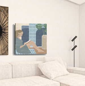 Homeroots Bohemian Book Lady Unframed Print Wall Art  Polyester 398999