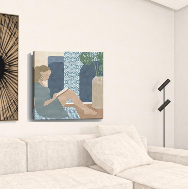 Homeroots Bohemian Book Lady Unframed Print Wall Art  Polyester 398999