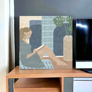 Homeroots Bohemian Book Lady Unframed Print Wall Art  Polyester 398999