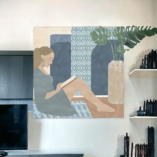 Homeroots Bohemian Book Lady Unframed Print Wall Art  Polyester 398999