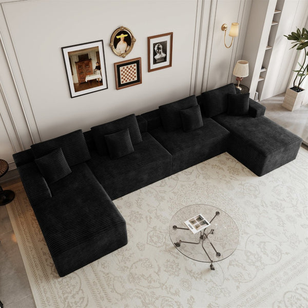 English Elm 165.3*68.9"modular Sectional Sofa 8 Piece Plush Corduroy No Assembly Living Room W3819S00158