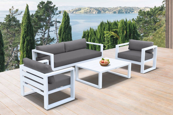 English Elm Granto Aluminum Outdoor Chair with Quick-Dry Cushions, All-Weather Rust-Resistant Seating, Gray B2736P354335