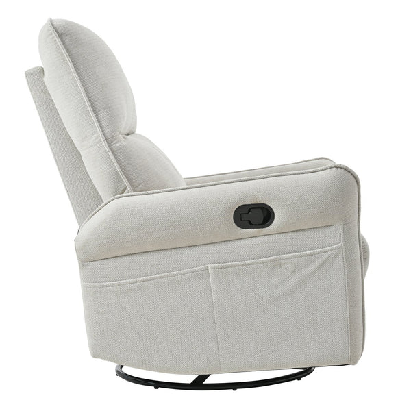 English Elm 360° Swivel Rocker Recliner Chair, Gray Fabric Glider with 360° Swivel, 30° Rocking & 90–150° Recline for Living Room, Nursery, Home Theater Comfort W1028P261550
