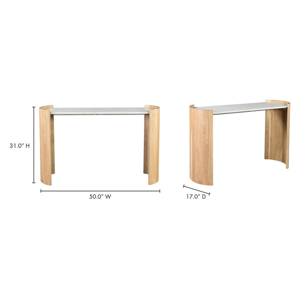 English Elm Dala Marble Top Oak Veneer Console Table Art Deco Arched Entryway Hallway Accent B2769P498439