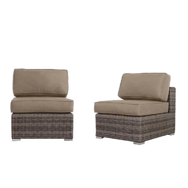 English Elm Fully Assembled 8-Piece Modular Patio Sectional Set With Fire Pit & Weather-Resistant Cushions B120S00153