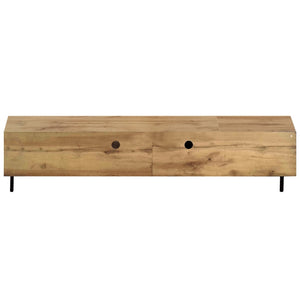 English Elm 78 Inch Low Profile Media Console with Pine Legs Soft Close Doors for Living Room N710P429513P