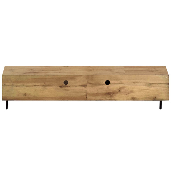 English Elm 78 Inch Low Profile Media Console with Pine Legs Soft Close Doors for Living Room N710P429513P