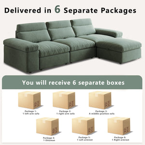 English Elm This modular cloud sofa offers adjustable reclining back, down-filled cushions, hidden storage and plush comfort for modern spaces Dark Green W3820S00006