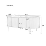 English Elm Modern Luxury Oval Shaped Fluted Coffee Table, Marble-Patterned Top Coffee Table With 2 Cabinets, Metal Legs and Handles For Living Room, White (Date Of Expected Arrival: 11.20)