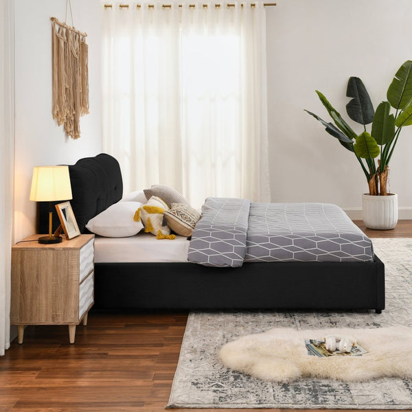 English Elm Queen Size Hydraulic Platform Bed With Storage, Upholstered Headboard & Stylish Chenille Fabric Finish W1413S00114-GIGA