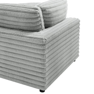 English Elm Jenny Modular 3-Piece Chofa Gray Plush Cord-Like Polyester, Down-Blend Cushions, Configurable Comfort B050S00020