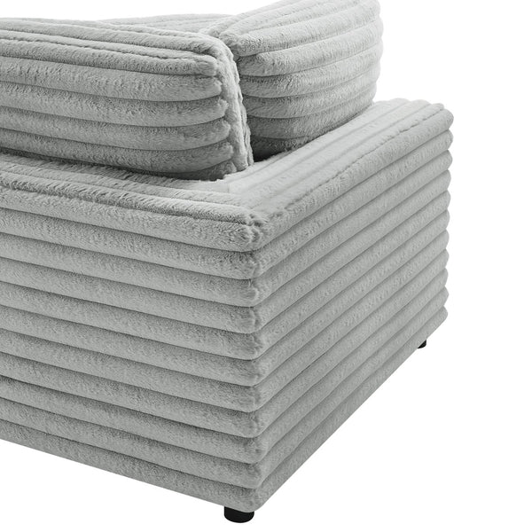 English Elm Jenny Modular 3-Piece Chofa Gray Plush Cord-Like Polyester, Down-Blend Cushions, Configurable Comfort B050S00020