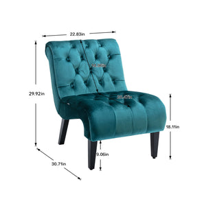 English Elm COOLMORE Velvet Armless Barrel Accent Chair with Solid Wood Frame, Plush Foam Upholstery, Stylish Living Room Seating Teal W39550125