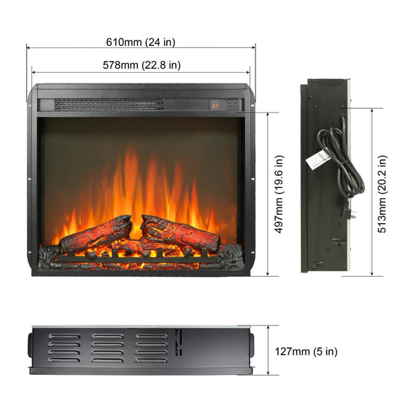 English Elm 44" White Mantel Electric Fireplace Nordic Style with 3d Flame for Living Room W1769S00015
