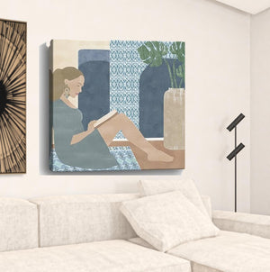 Homeroots Bohemian Book Lady Unframed Print Wall Art  Polyester 399000