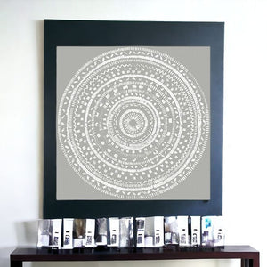 Homeroots Boho White Mandala Unframed Print Wall Art  Polyester 399001