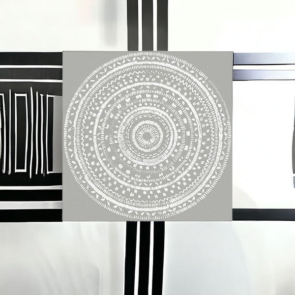 Homeroots Boho White Mandala Unframed Print Wall Art  Polyester 399001