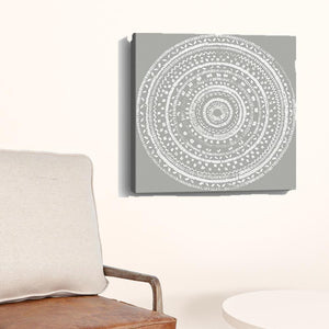 Homeroots Boho White Mandala Unframed Print Wall Art  Polyester 399001