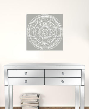 Homeroots Boho White Mandala Unframed Print Wall Art  Polyester 399001