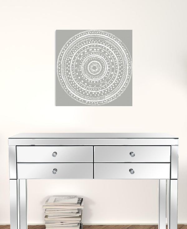Homeroots Boho White Mandala Unframed Print Wall Art  Polyester 399001