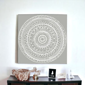 Homeroots Boho White Mandala Unframed Print Wall Art  Polyester 399002