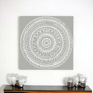 Homeroots Boho White Mandala Unframed Print Wall Art  Polyester 399002