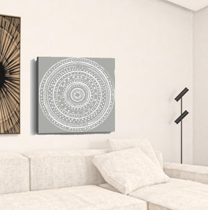 Homeroots Boho White Mandala Unframed Print Wall Art  Polyester 399002