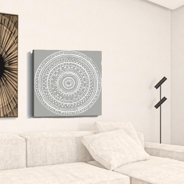 Homeroots Boho White Mandala Unframed Print Wall Art  Polyester 399002