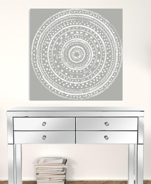 Homeroots Boho White Mandala Unframed Print Wall Art  Polyester 399002