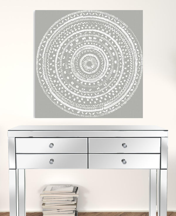 Homeroots Boho White Mandala Unframed Print Wall Art  Polyester 399002