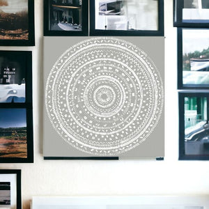 Homeroots Boho White Mandala Unframed Print Wall Art  Polyester 399003