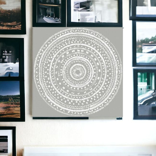 Homeroots Boho White Mandala Unframed Print Wall Art  Polyester 399003