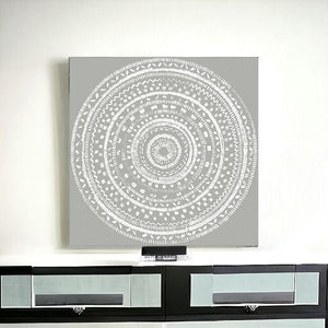Homeroots Boho White Mandala Unframed Print Wall Art  Polyester 399003