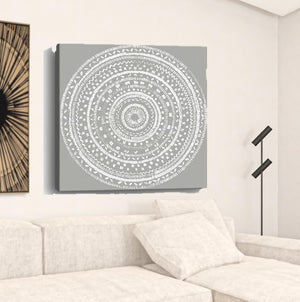 Homeroots Boho White Mandala Unframed Print Wall Art  Polyester 399003