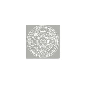 Homeroots Boho White Mandala Unframed Print Wall Art  Polyester 399003