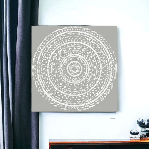 Homeroots Boho White Mandala Unframed Print Wall Art  Polyester 399003