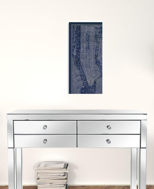 HomeRoots 24" Indigo and White Aerial New York Map Canvas Art - Bold Modern Decor for Home and Office Spaces 16"x24" 399004