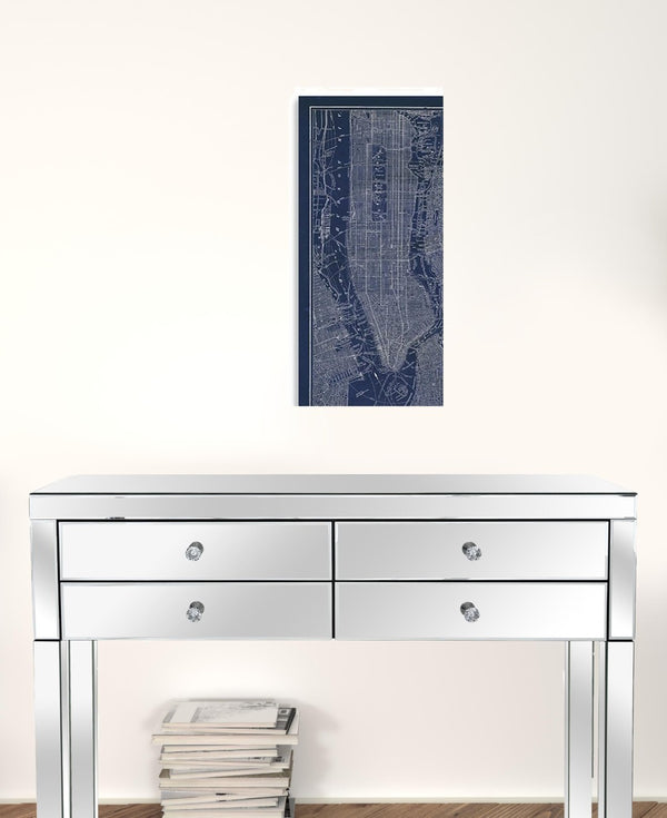 HomeRoots 24" Indigo and White Aerial New York Map Canvas Art - Bold Modern Decor for Home and Office Spaces 16"x24" 399004