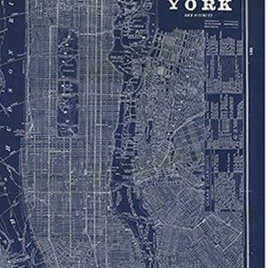 HomeRoots 24" Indigo and White Aerial New York Map Canvas Art - Bold Modern Decor for Home and Office Spaces 16"x24" 399004