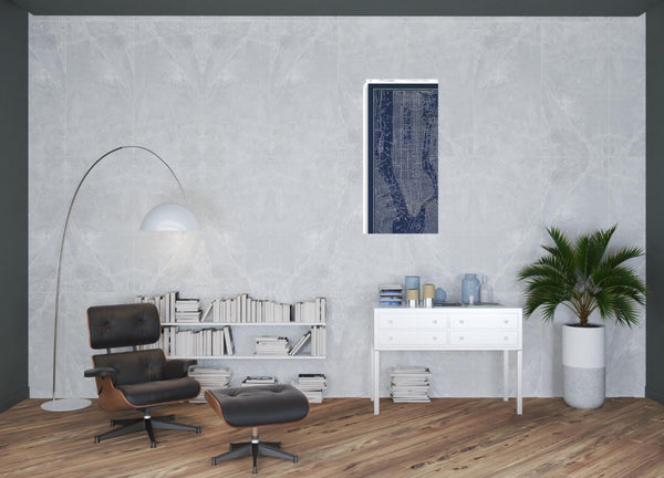 HomeRoots 24" Indigo and White Aerial New York Map Canvas Art - Bold Modern Decor for Home and Office Spaces 32"x48" 399006