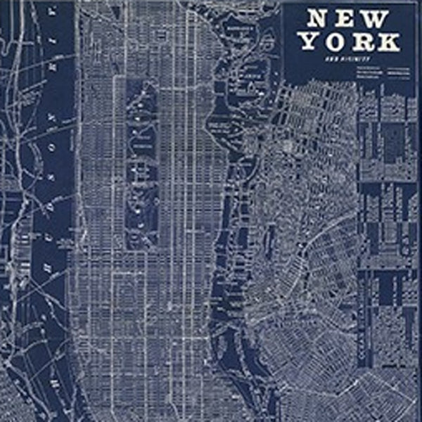 HomeRoots 24" Indigo and White Aerial New York Map Canvas Art - Bold Modern Decor for Home and Office Spaces 32"x48" 399006