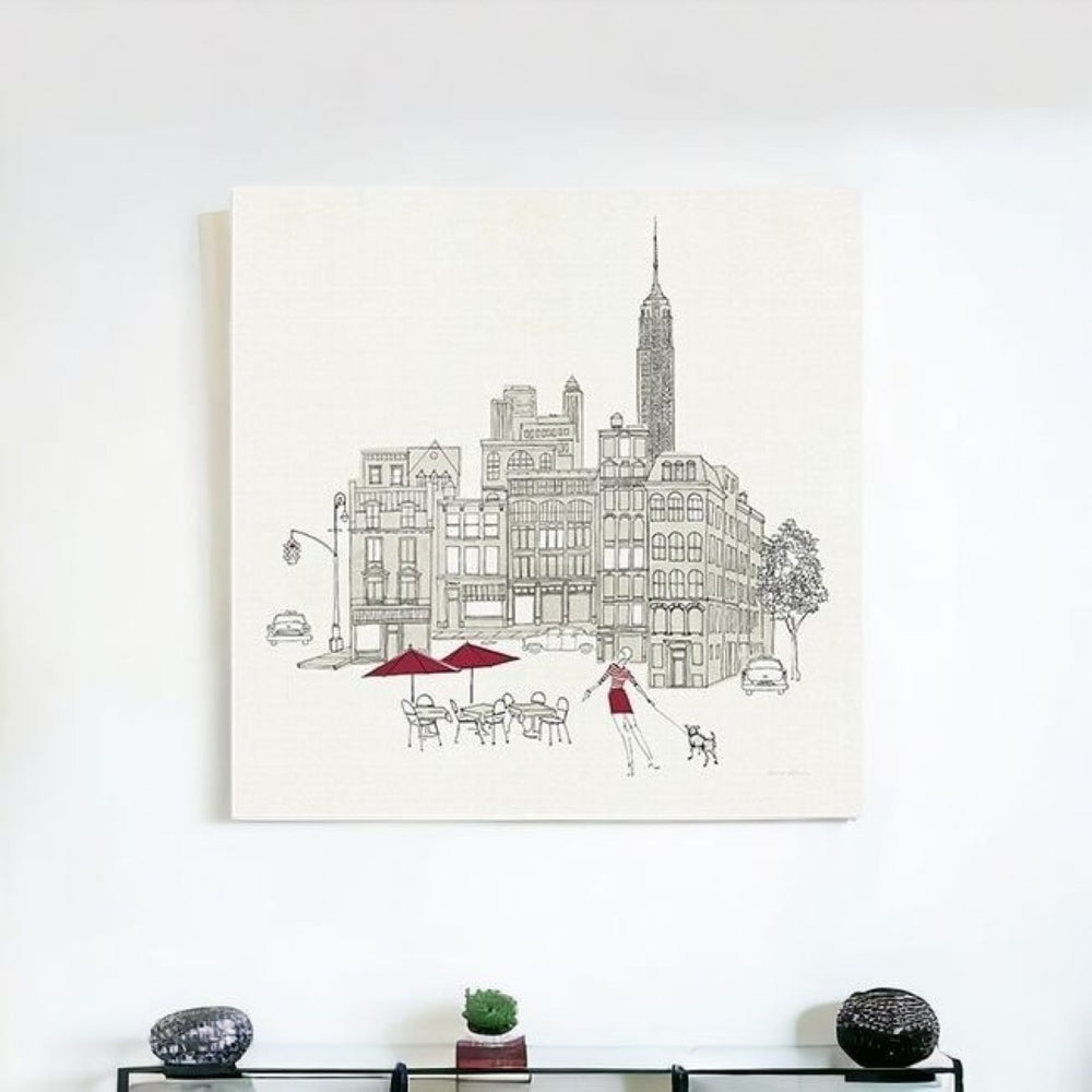 HomeRoots Nyc Café-Inspired Unframed Canvas Print Wall Art - Modern Urban Flair for Any Room Décor 40"x40" 399009