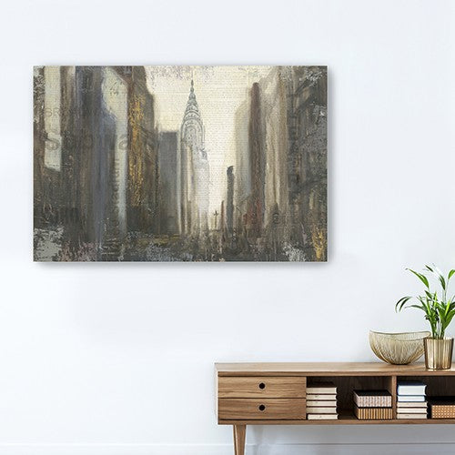 Homeroots Nyc Urban Street Scene Unframed Print Wall Art  Polyester 399010