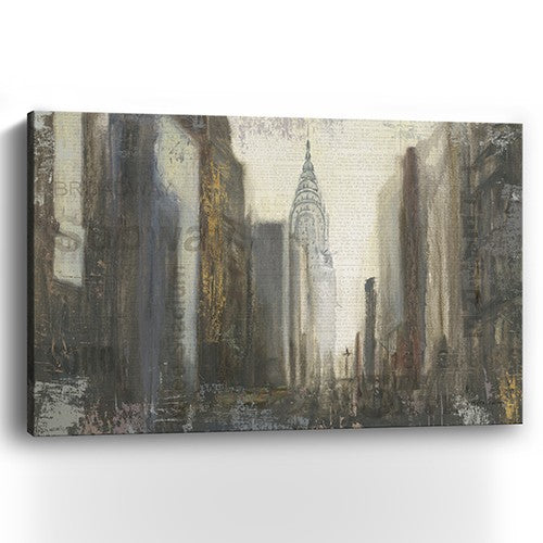 Homeroots Nyc Urban Street Scene Unframed Print Wall Art  Polyester 399012