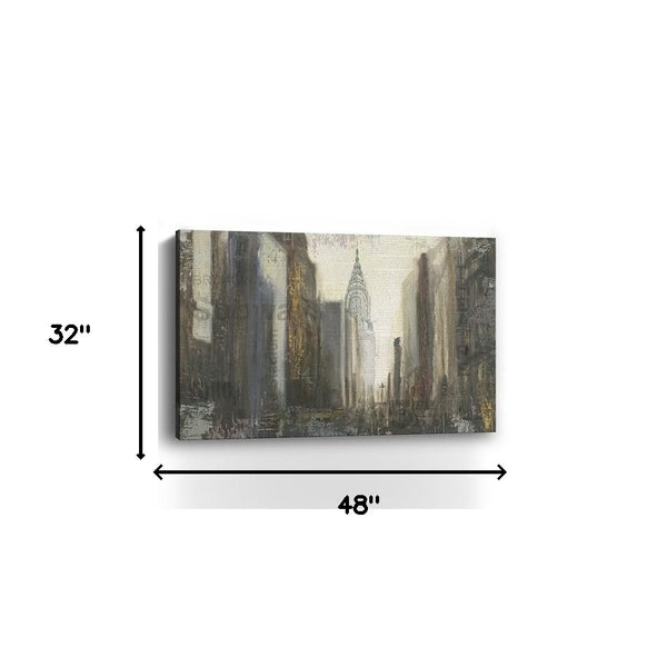Homeroots Nyc Urban Street Scene Unframed Print Wall Art  Polyester 399012