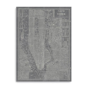 HomeRoots 24" Gray and White Aerial New York Map Canvas Wall Art - Modern Urban Decor for Any Space 18"x24" 399013