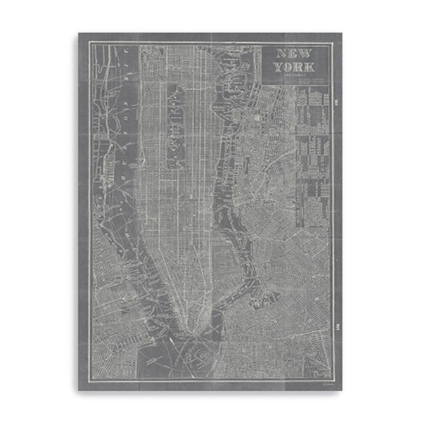 HomeRoots 24" Gray and White Aerial New York Map Canvas Wall Art - Modern Urban Decor for Any Space 18"x24" 399013