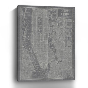 HomeRoots 24" Gray and White Aerial New York Map Canvas Wall Art - Modern Urban Decor for Any Space 18"x24" 399013